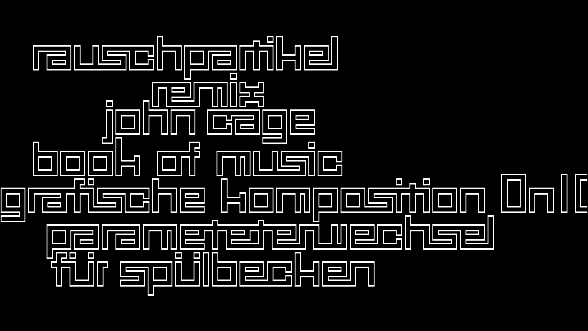 2021-02-02 Wasser in der Sple II, On-Off mit Parameterwechsel (Remix John Cage 'Book Of Music') (Komposition, Remix, Recording, Foto)